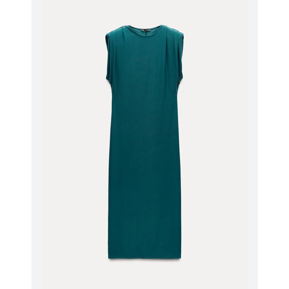 Nwt-Zara - long dress with shoulder pads-small